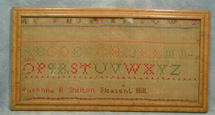 1867 needlework sampler, Susannah B