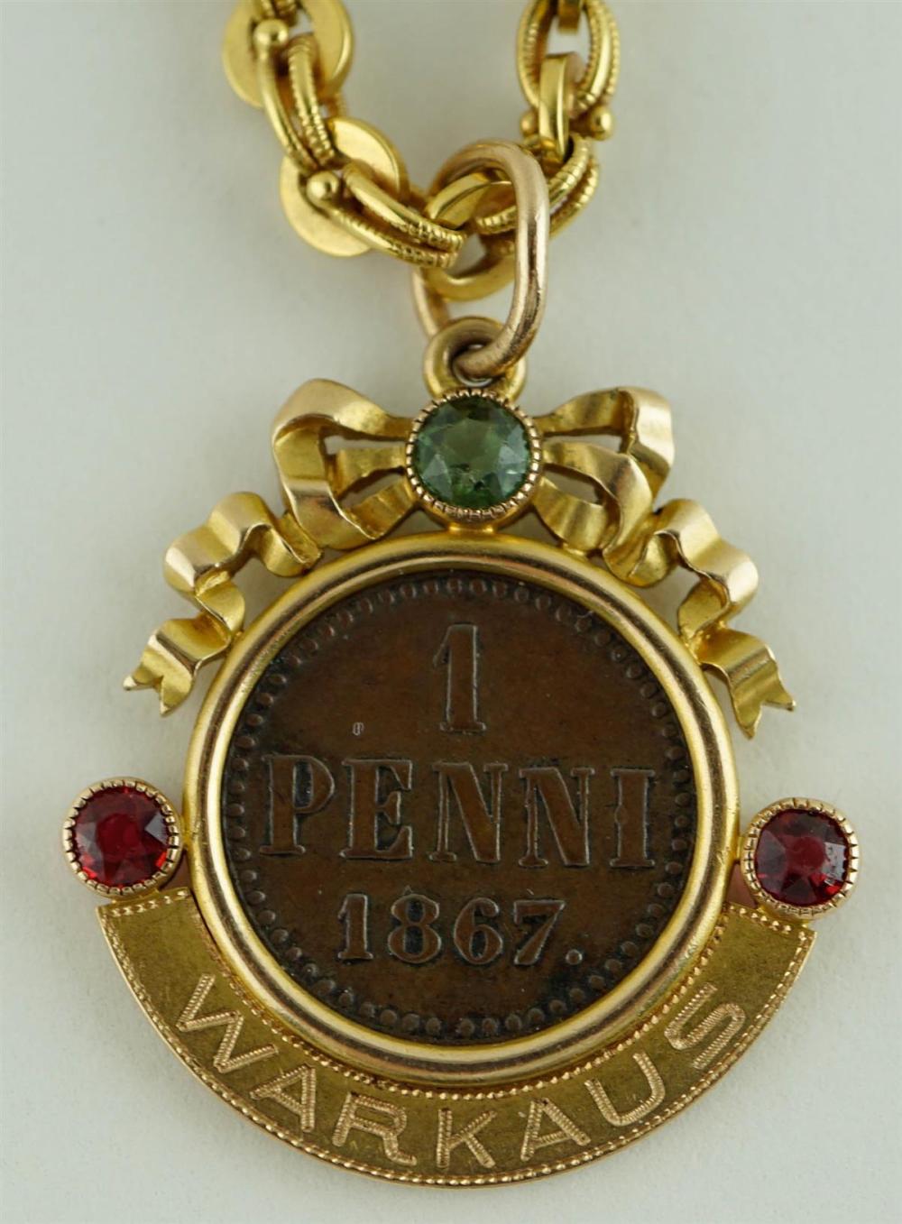 1867 ONE PENNI AND 14K YELLOW