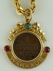 1867 ONE PENNI AND 14K YELLOW