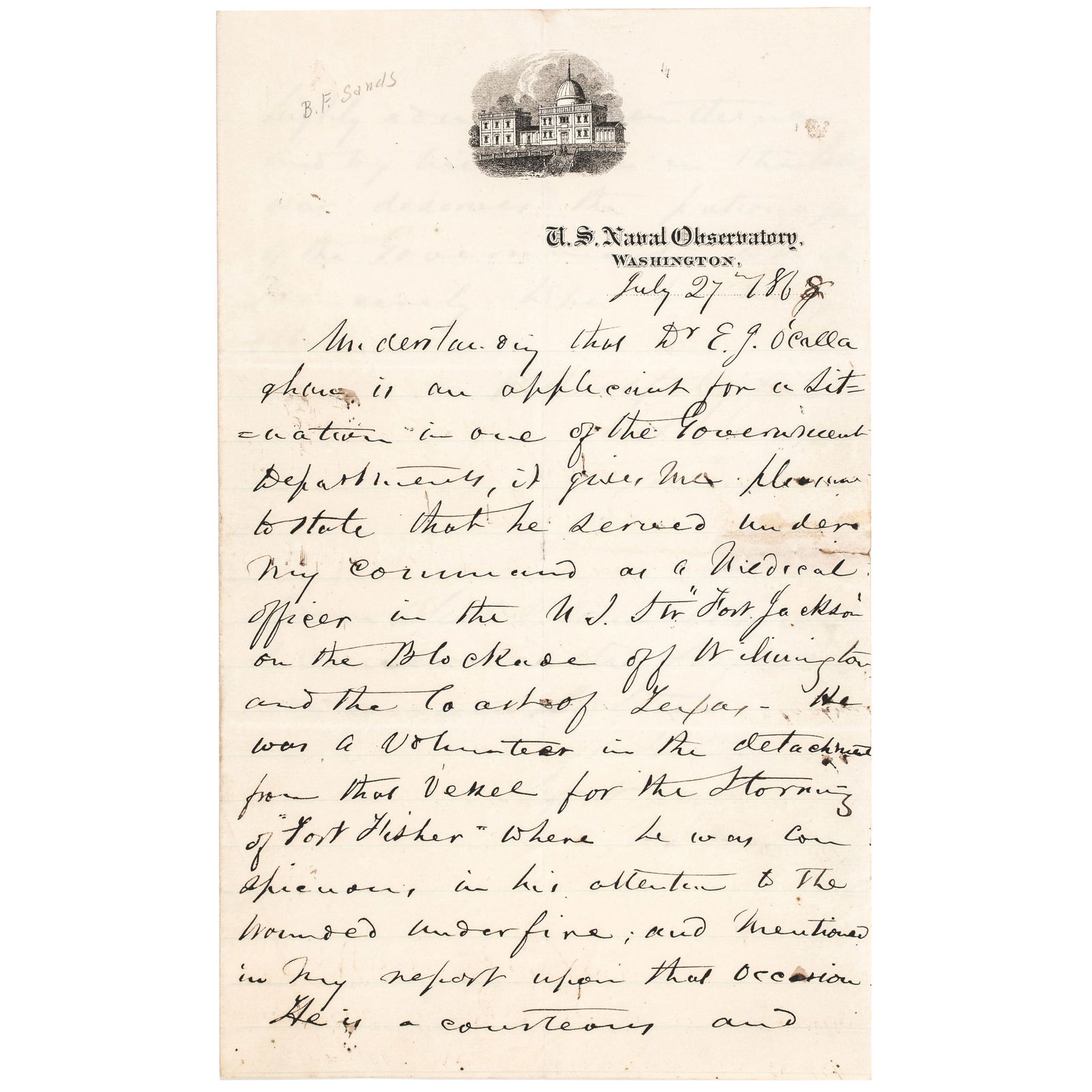 1868 COMMODORE BENJAMIN F. SANDS