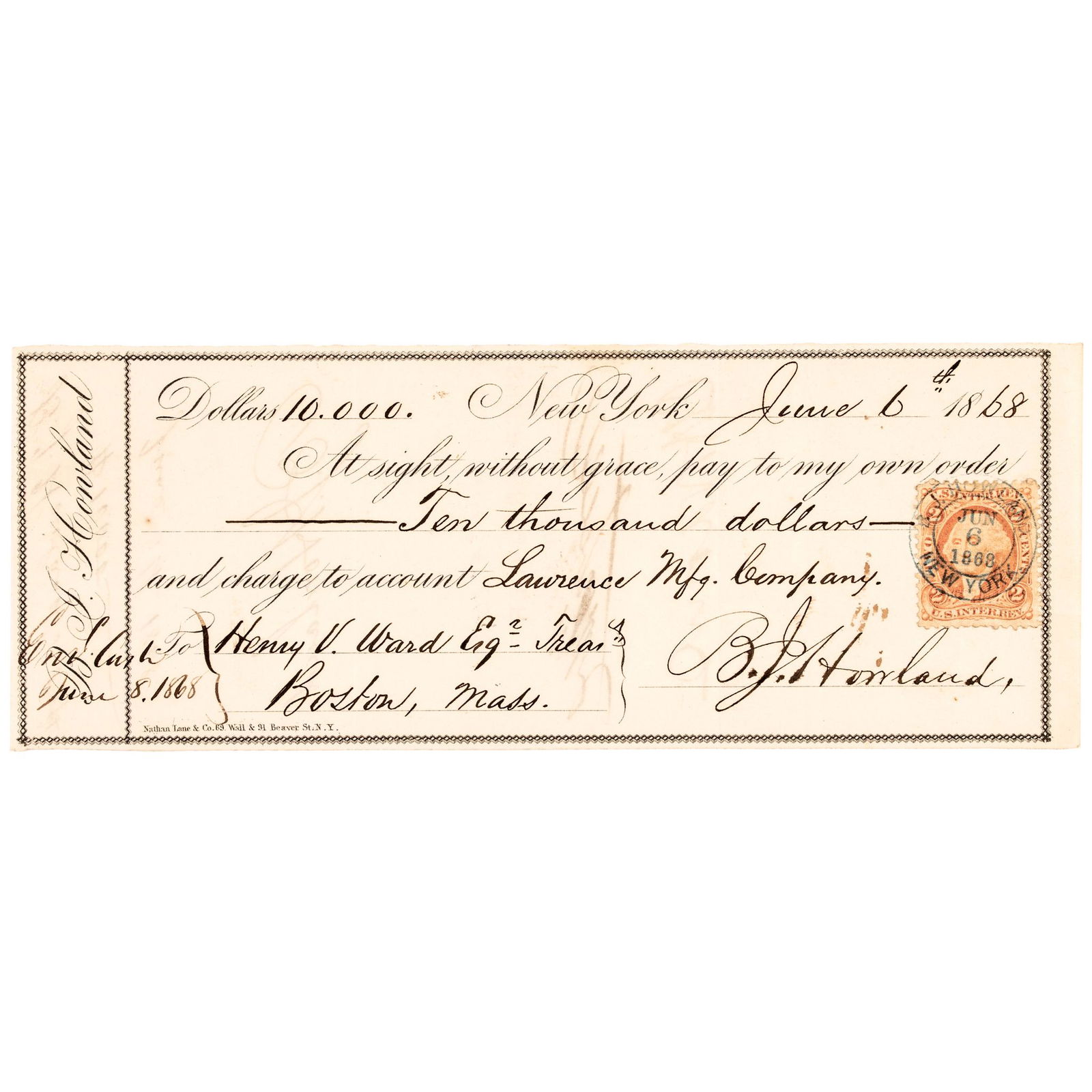 1868 POSTAL STAMPED ON 2 U.S.