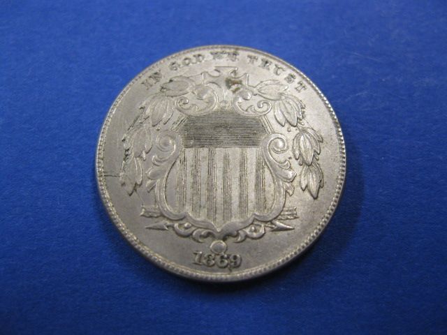1869 U.S. Shield Nickel A.U.