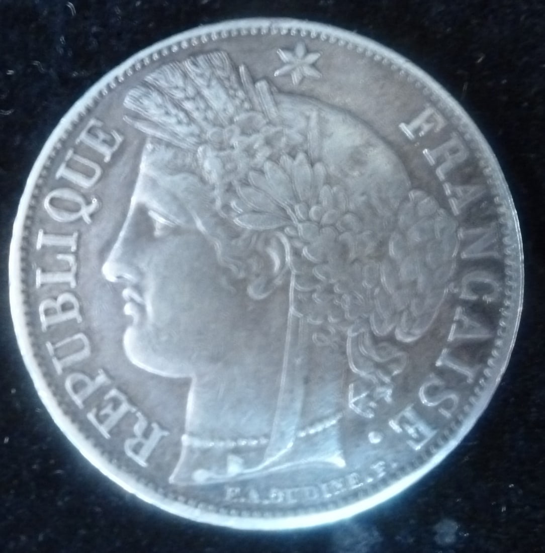 1870 900 SILVER FRENCH FIVE FRANC
