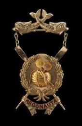 1870 gold rowing brooch, medal