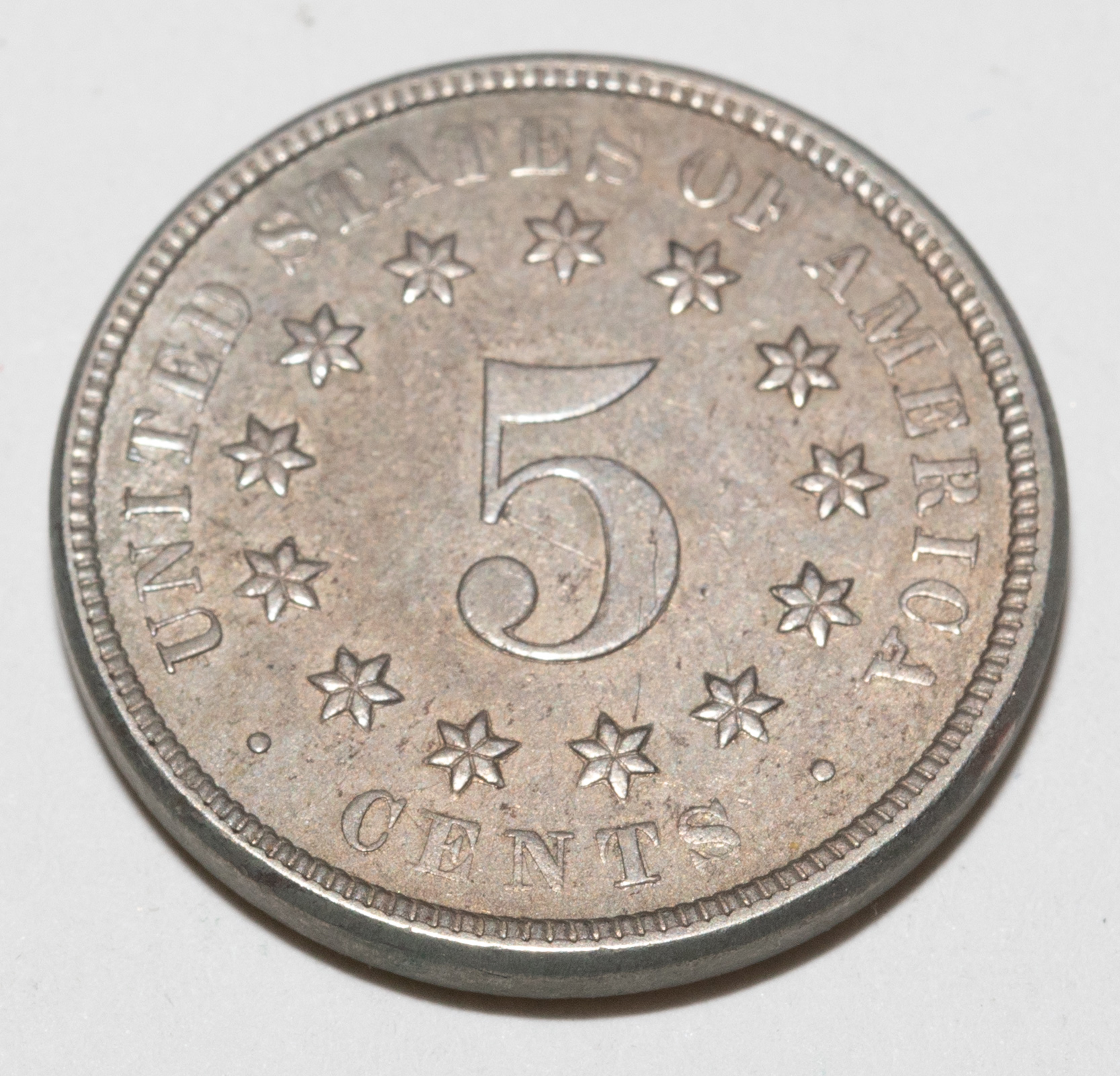 1870 SHIELD NICKEL AU Luster