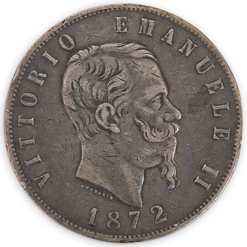 1872 ITALY 5 LIRE SILVER