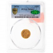 1874 GOLD $1 PRINCESS PCGS MS6