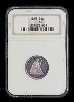 1875 proof 20-cent piece, NGC