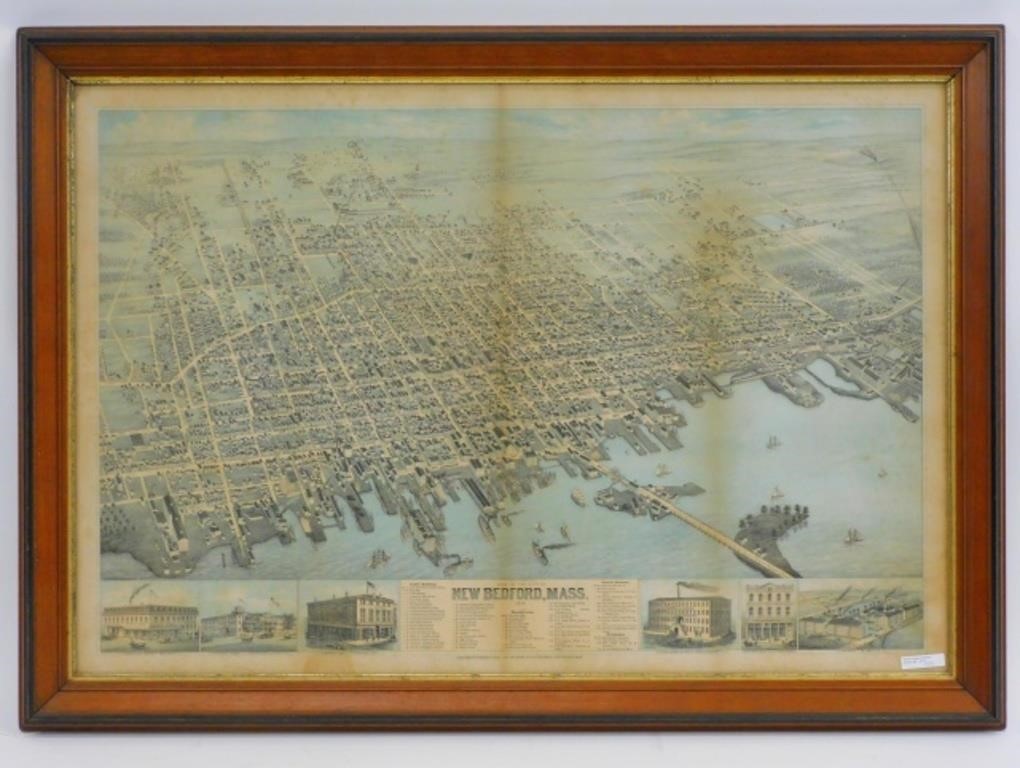 1876 MAP OF NEW BEDFORD VIEW OF THE