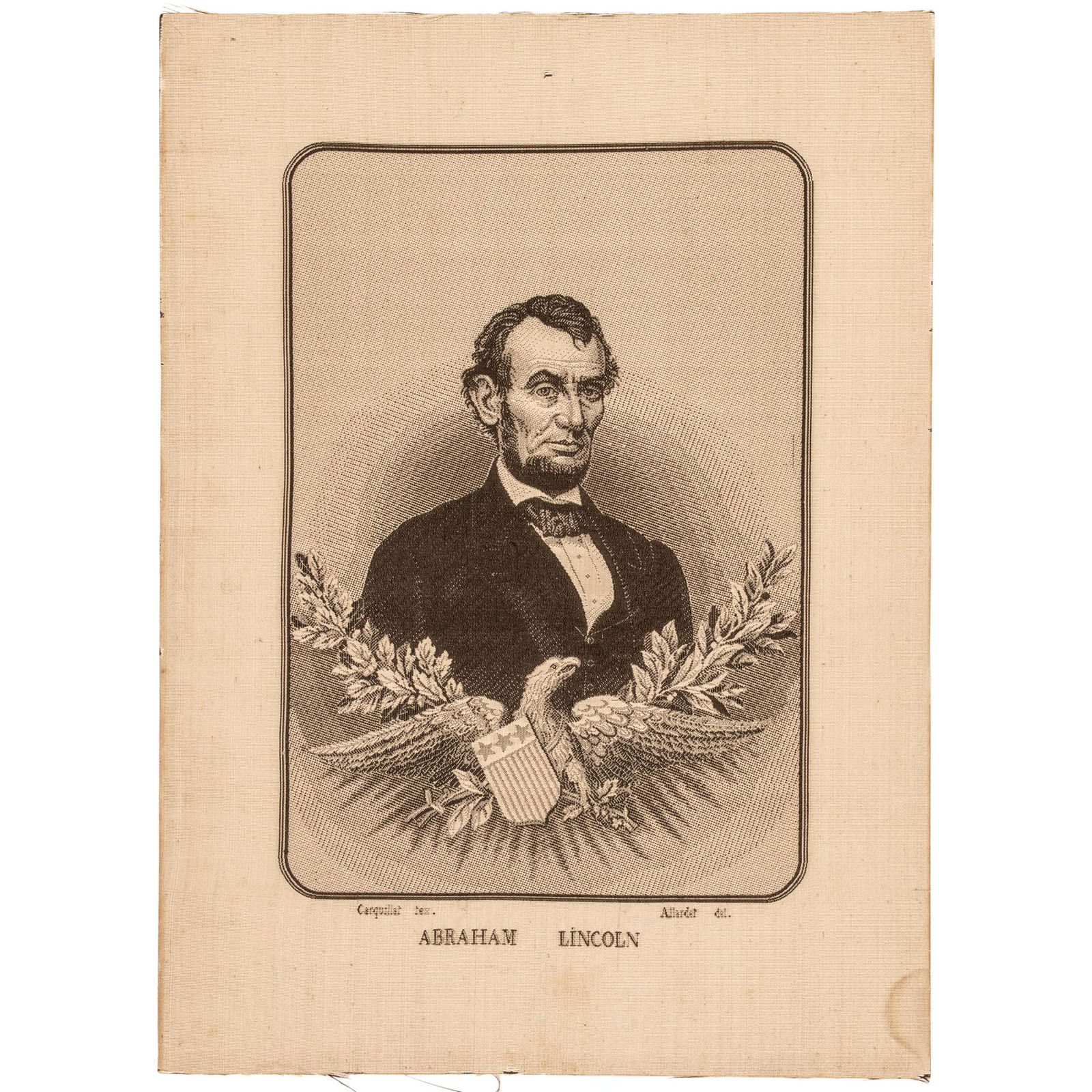 1876 WOVEN SILK PORTRAIT OF ABRAHAM