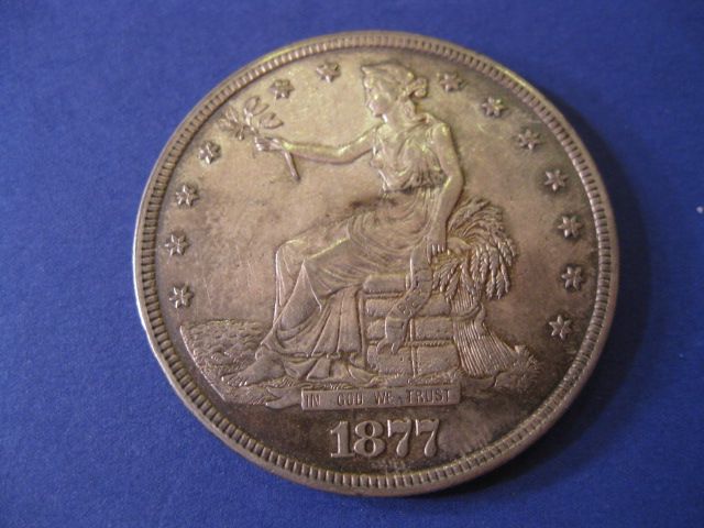 1877 U.S. Trade Dollar choice A.U.