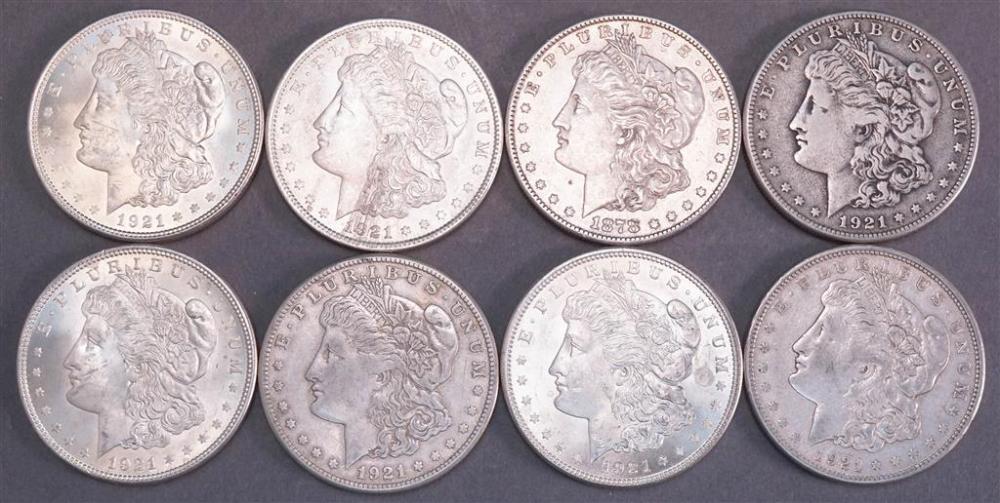 1878-S SILVER DOLLAR, FOUR 1921