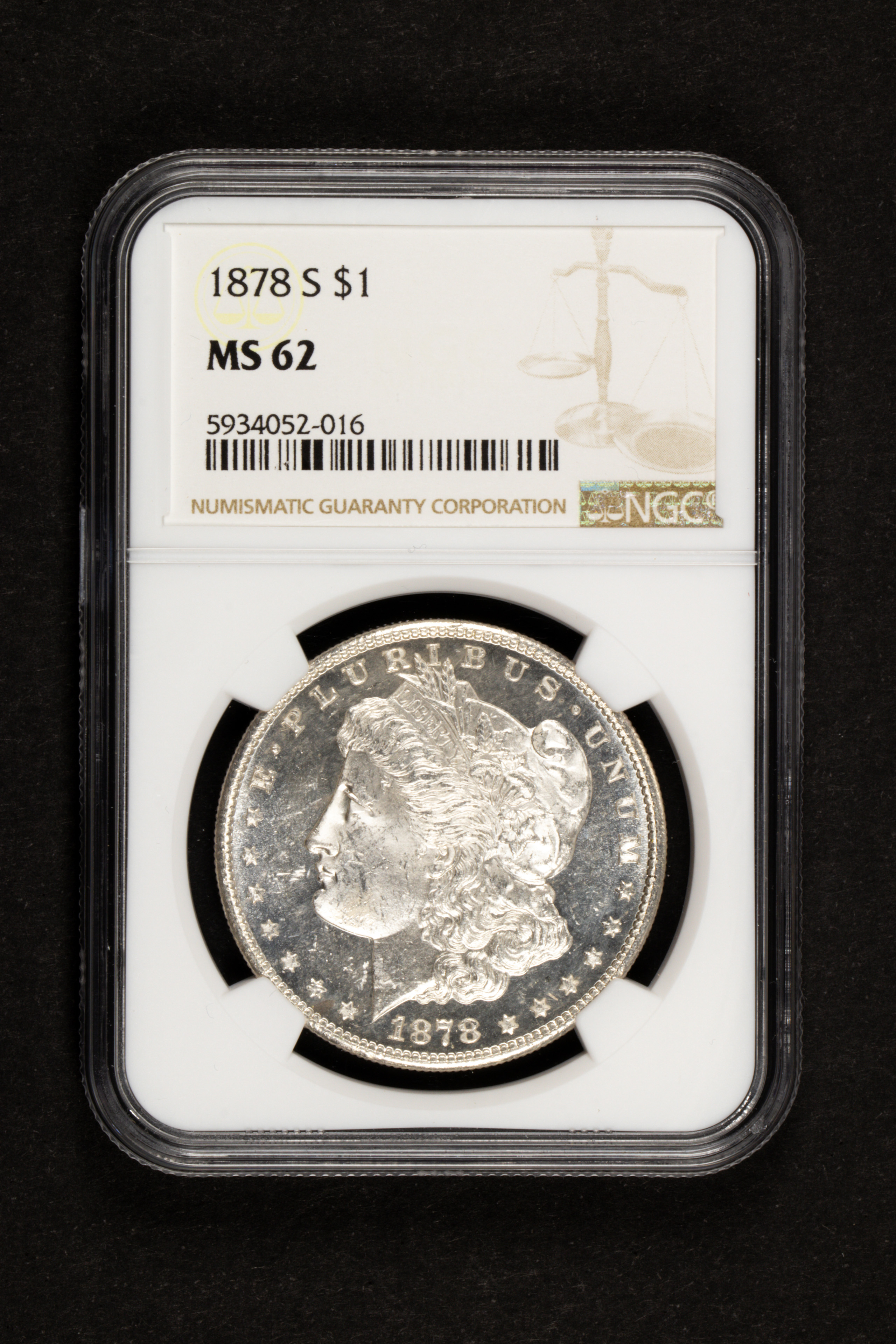 1878S MORGAN DOLLAR NGC MS62