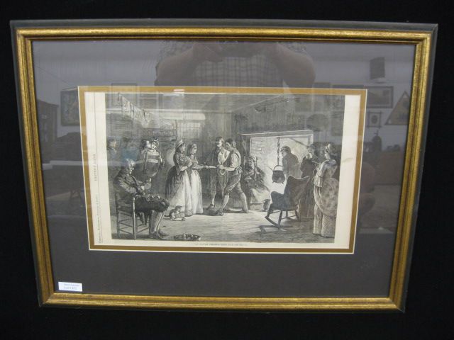 1879 Engraving ''Old time Christmas