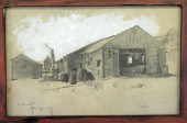 1879 GOUACHE & PENCIL VIEW OF