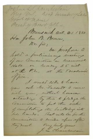 1880 ALS LETTER BY GENERAL JOSHUA
