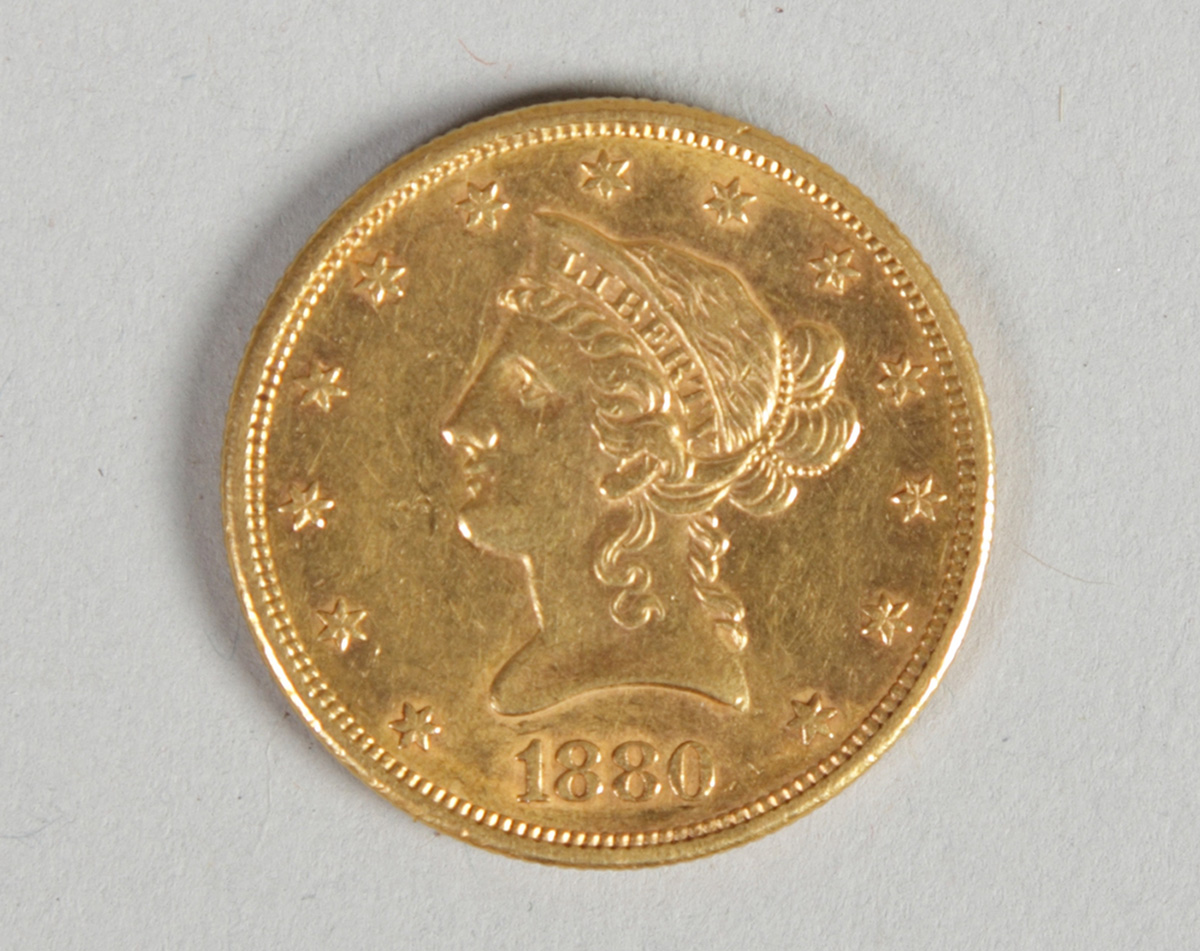 1880 'S' US Gold Coin - Liberty Ten