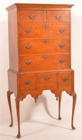 1880S TIGER MAPLE HIGHBOY QUEE