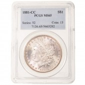 1881-CC MORGAN PCGS MS65, TILT