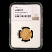 1881 LIBERTY HEAD $5 GOLD HALF
