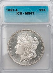 1881-S MORGAN SILVER DOLLAR, I