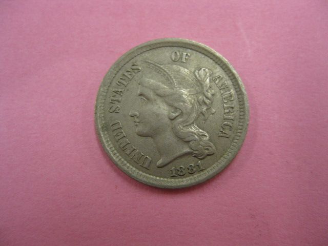 1881 U.S. Three Cent Nickel very