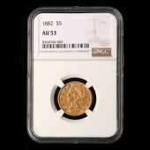 1882 $5 GOLD HALF EAGLE, NGC A