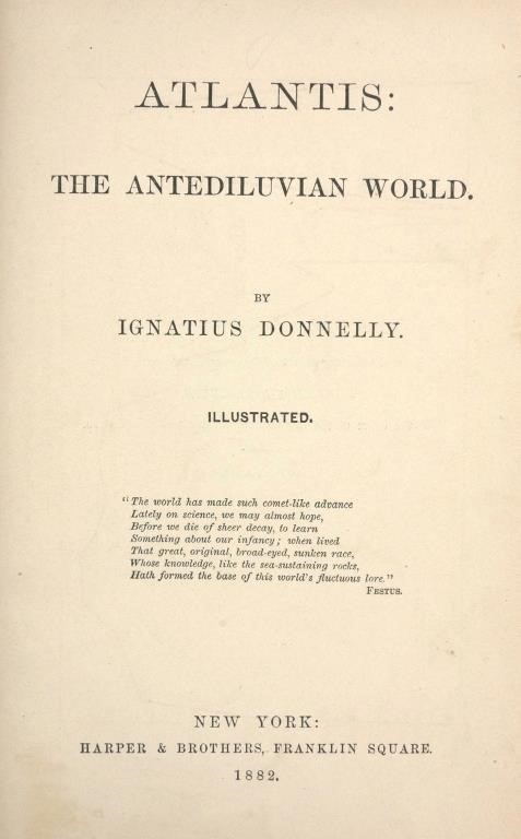1882 ATLANTIS THE ANTEDILUVIAN