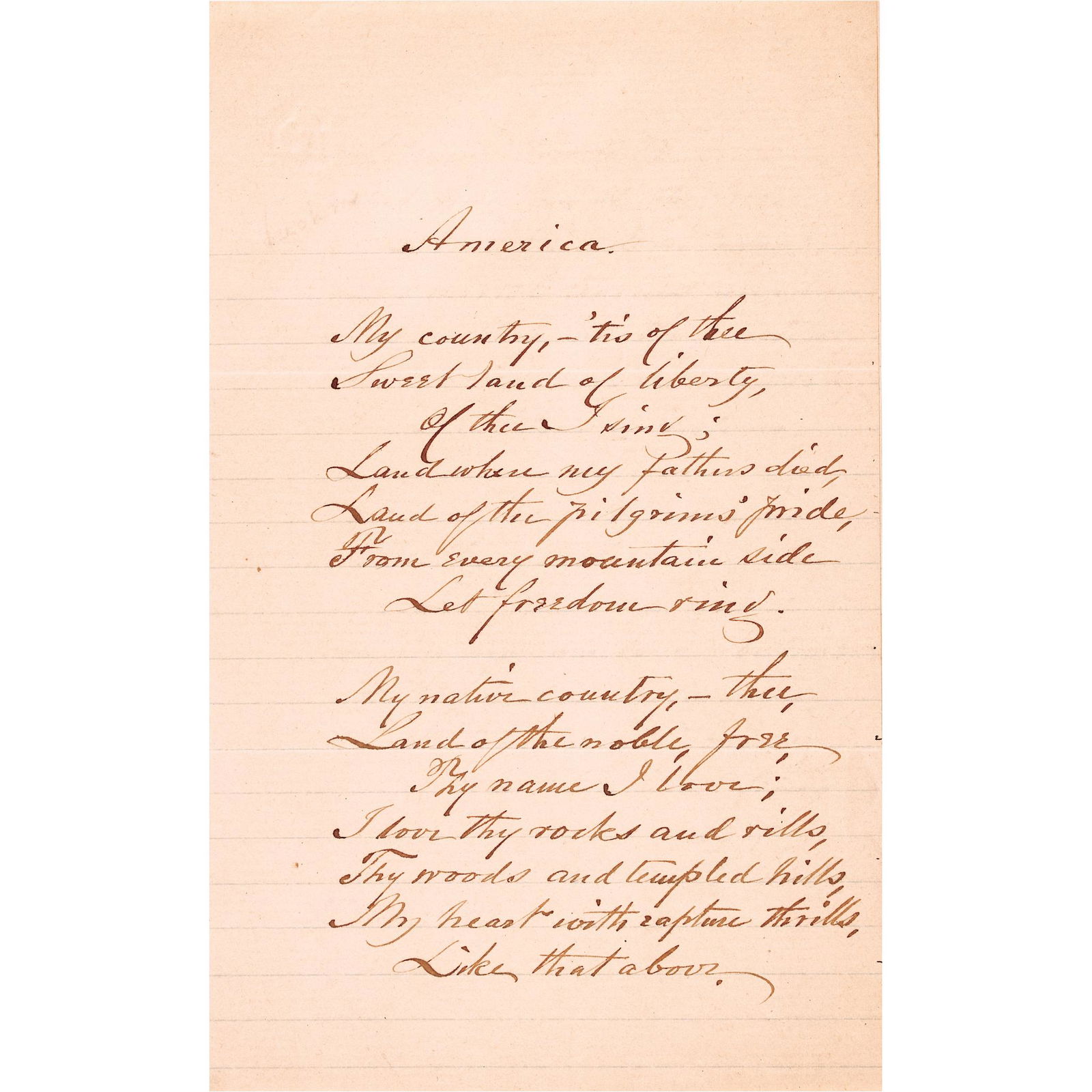 1883 SAMUEL FRANCIS SMITH, FIRST
