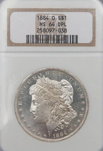 1884-O MORGAN SILVER DOLLAR, NGC MS
