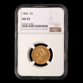1885 $5 LIBERTY HEAD GOLD HALF