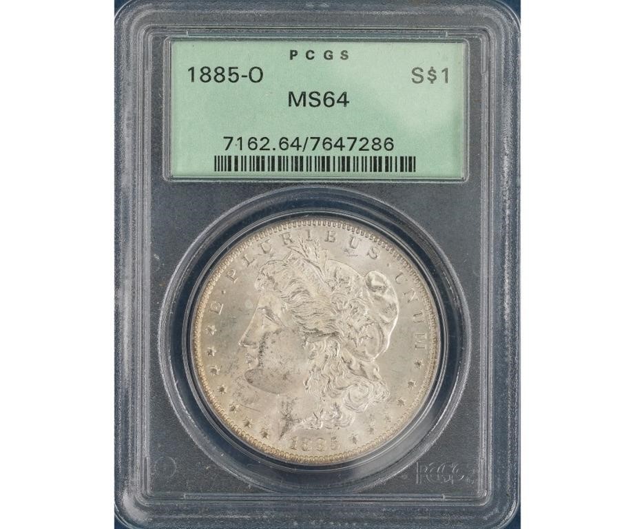 1885-O Morgan silver dollar,