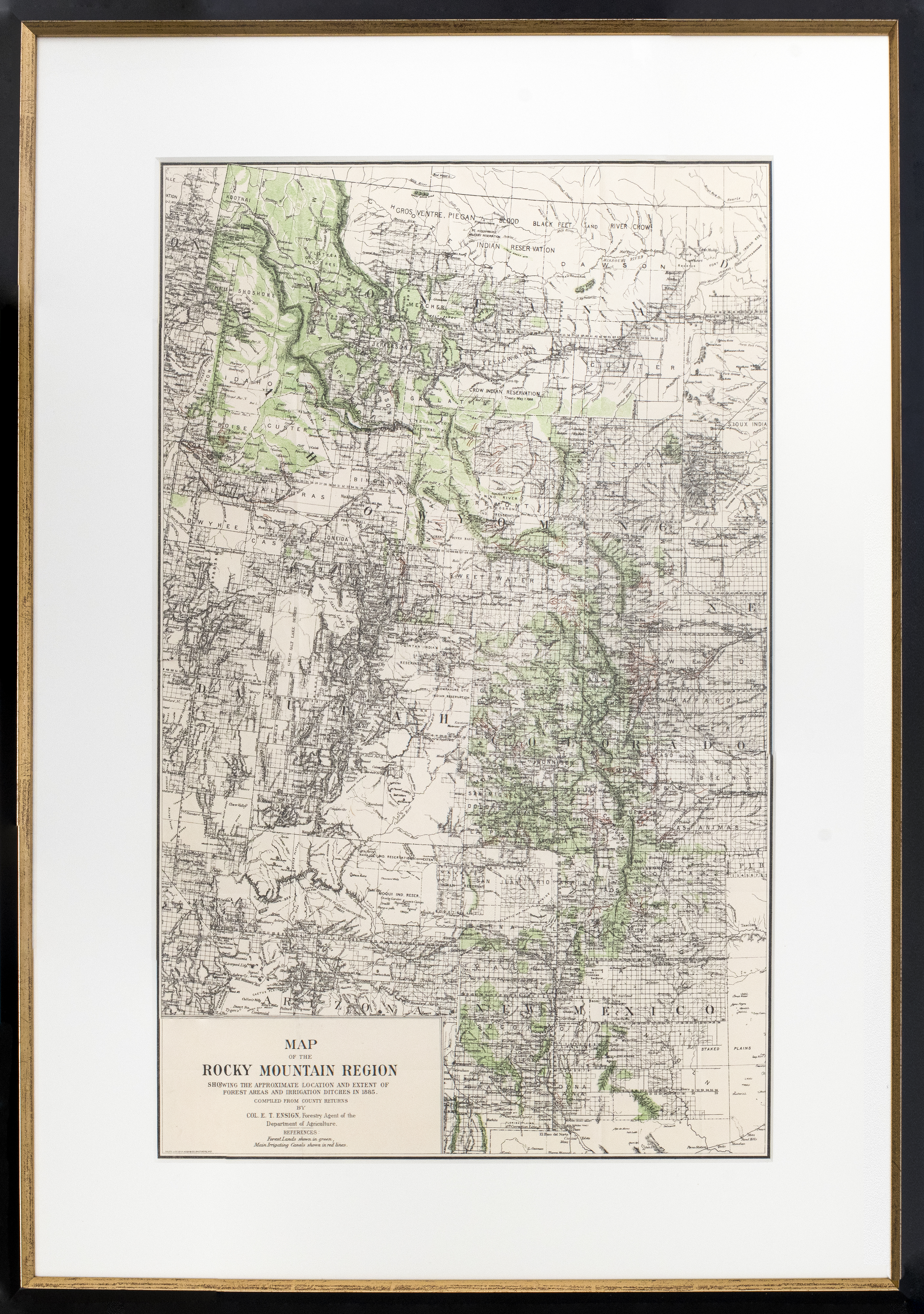 1885 ROCKY MOUNTAINS MAP LITHOGRAPH