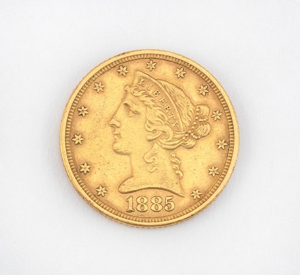 1885 U.S. LIBERTY HEAD FIVE