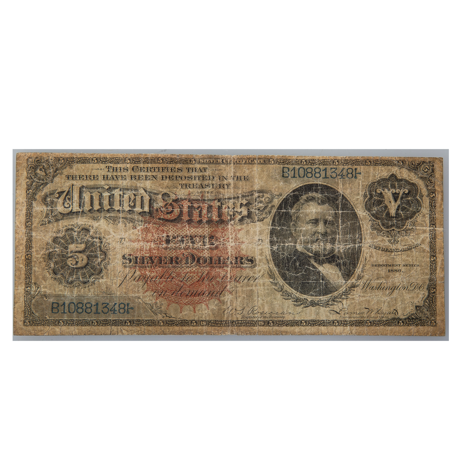 1886 $5 SILVER CERTIFICATE - MORGAN