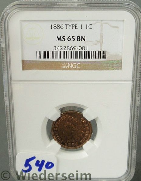 1886 Indian Head Penny MS 65