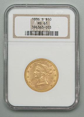 1886-S $10 gold piece, NGC