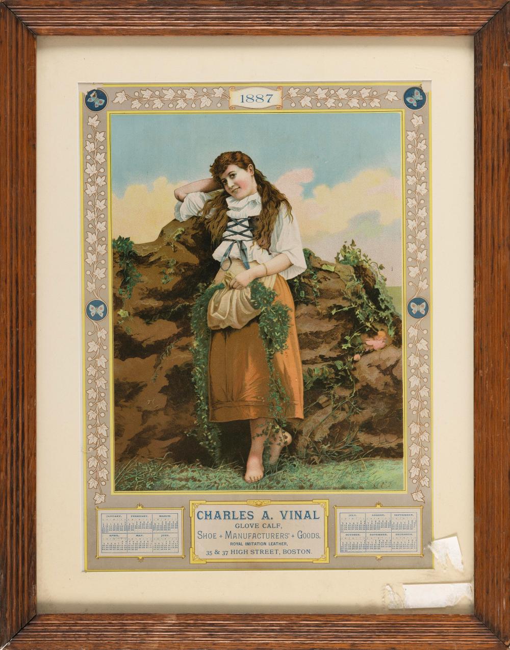 1887 ADVERTISING CALENDAR PRINT 20”