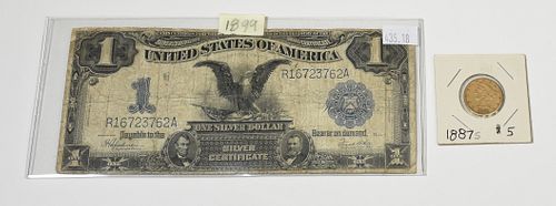1887-S $5 DOLLAR GOLD PIECE & A