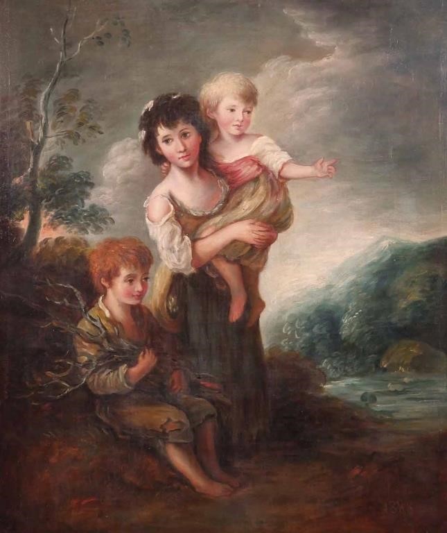 1888 PAINTING CHILDREN OIL ON