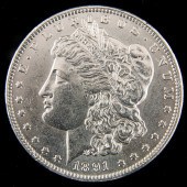 1891 CC MORGAN SILVER DOLLAR,
