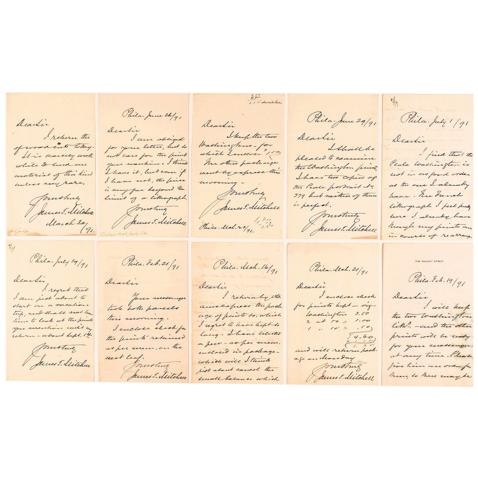 1891 TEN-LETTER ARCHIVE REGARDING