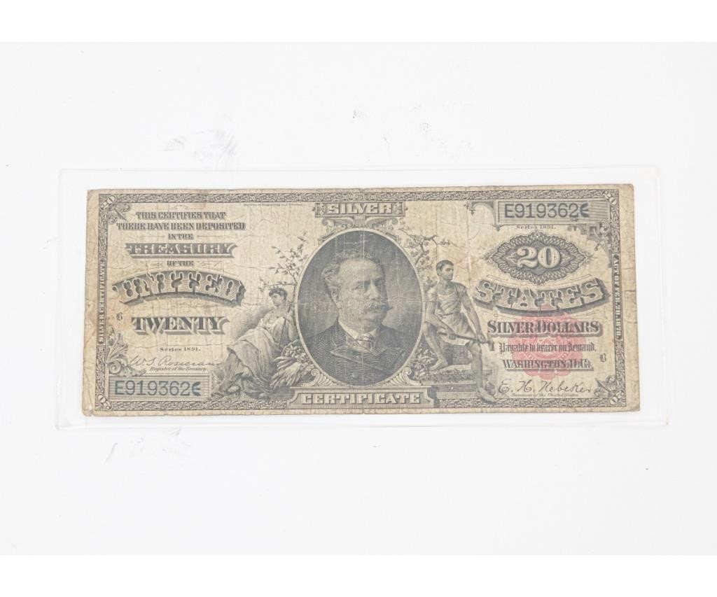 1891 twenty dollar silver