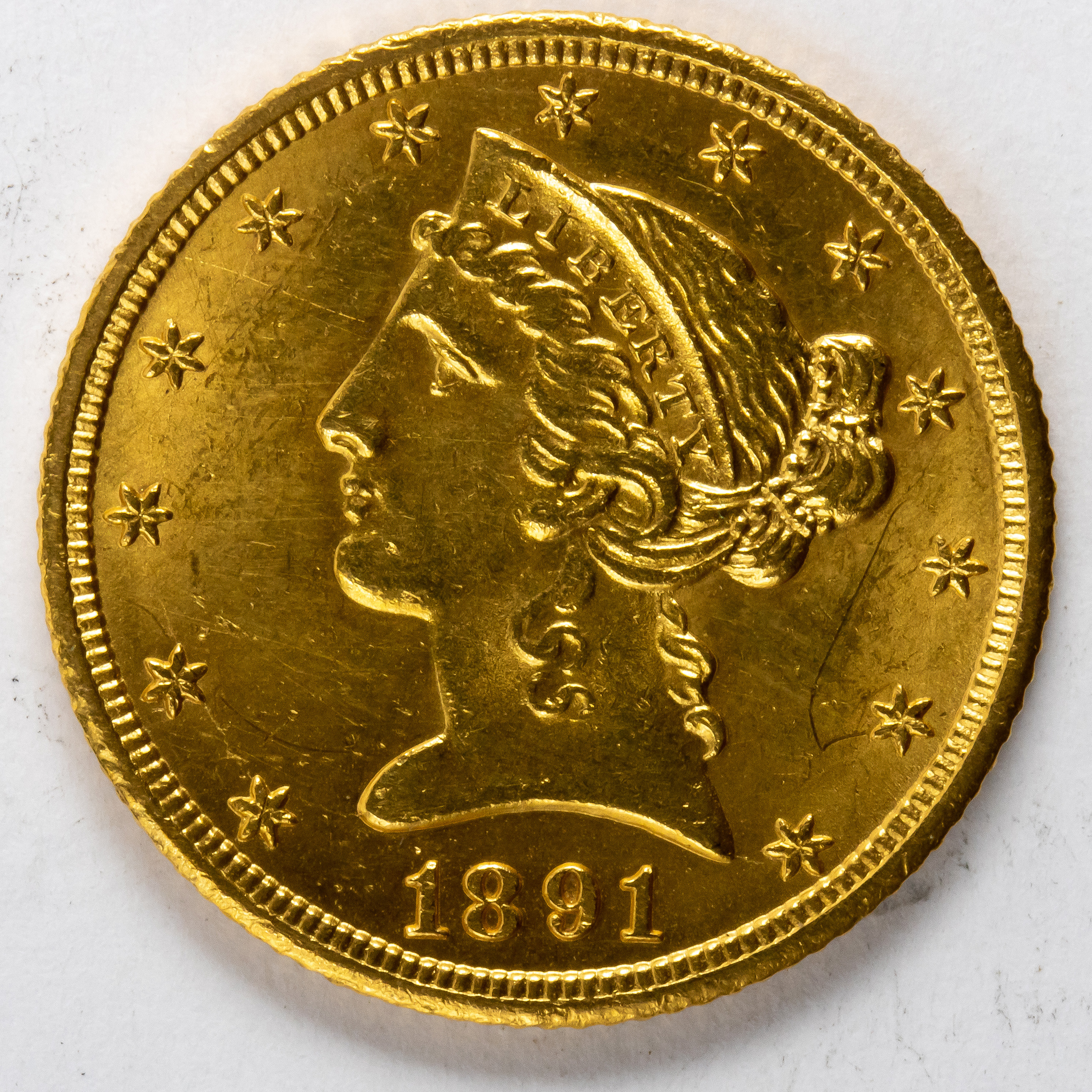 1891CC CARSON CITY $5 GOLD 1/2
