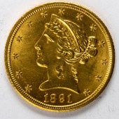 1891CC CARSON CITY $5 GOLD 1/2