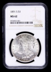 1891S MORGAN DOLLAR NGC MS62 1