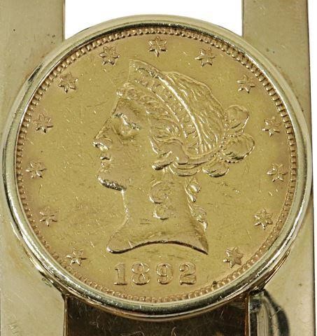 1892 $10 GOLD EAGLE/ LIBERTY HEAD