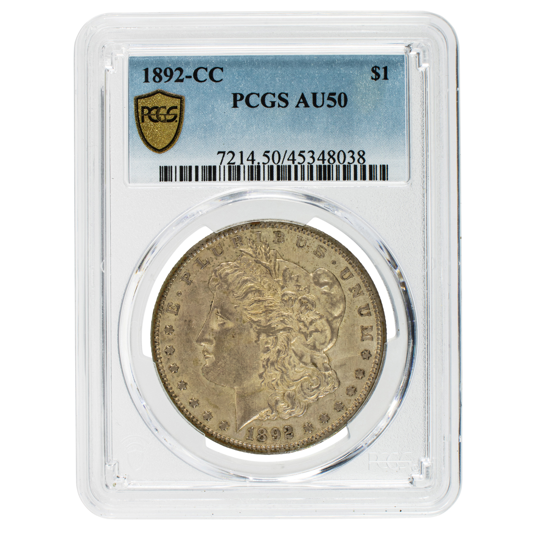 1892 CC MORGAN SILVER DOLLAR PCGS