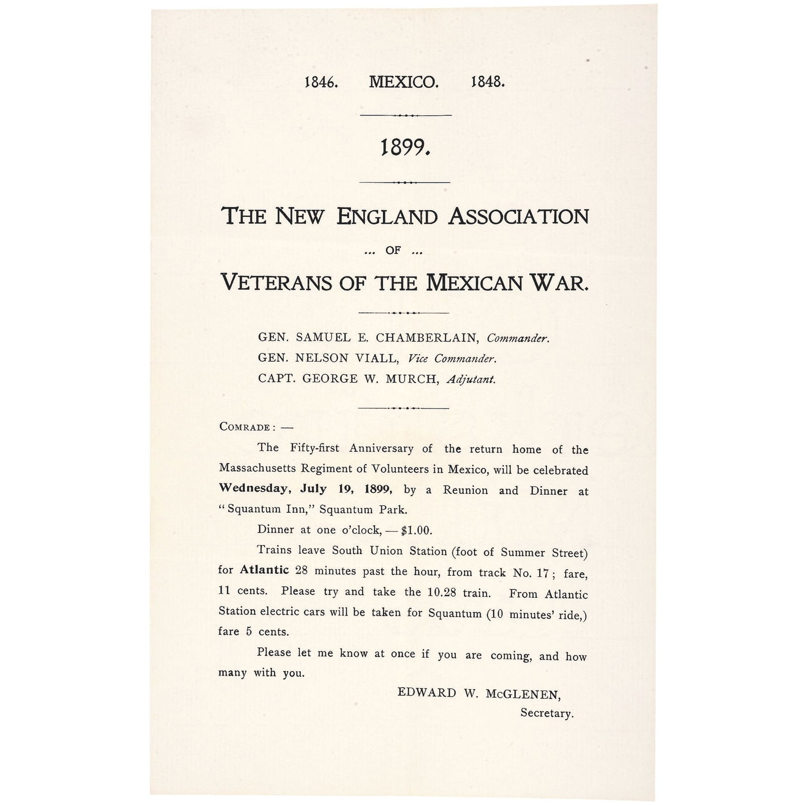 1899 BROADSIDE HANDBILL FOR THE