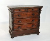 18C ITALIAN BURL WOOD FIVE DRA